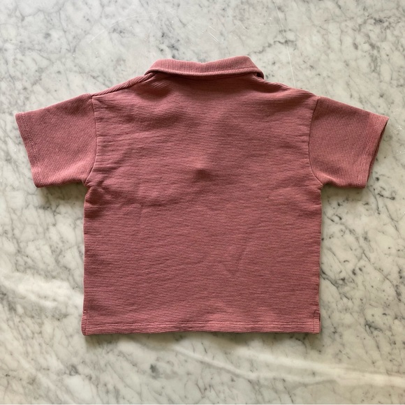 Zara Toddler Boy Textured Weave Polo Shirt in Mauve - Baby Boy Polo Shirt - Picture 4 of 4